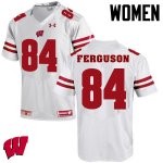 Women's Wisconsin Badgers NCAA #84 Jake Ferguson White Authentic Under Armour Stitched College Football Jersey TZ31J73BA